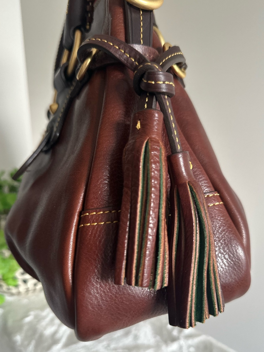 Dooney & Bourke Toledo Florentine Vintage Stanwich Satchel in Chestnut - Picture 11 of 16